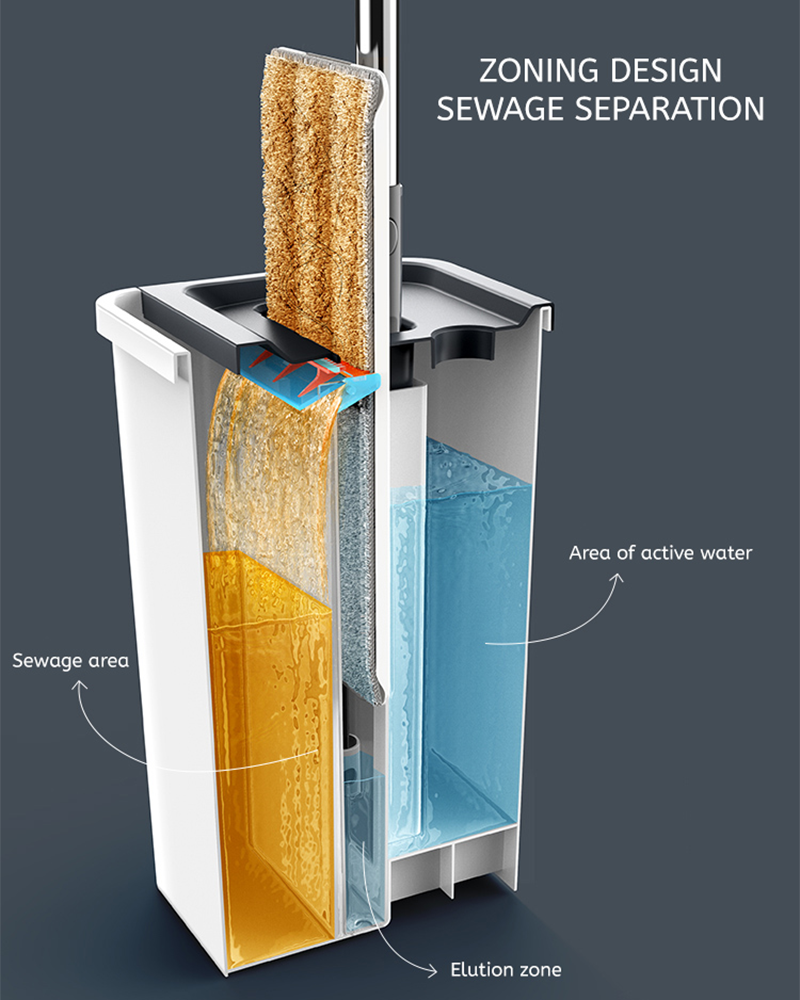 きれいな水と汚い水の分離モップバケツセット